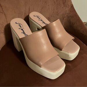 Free People Pink and White Zoe Platform Shoes